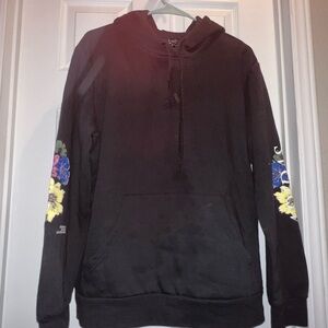adidas Black Hoodie with Floral Accents